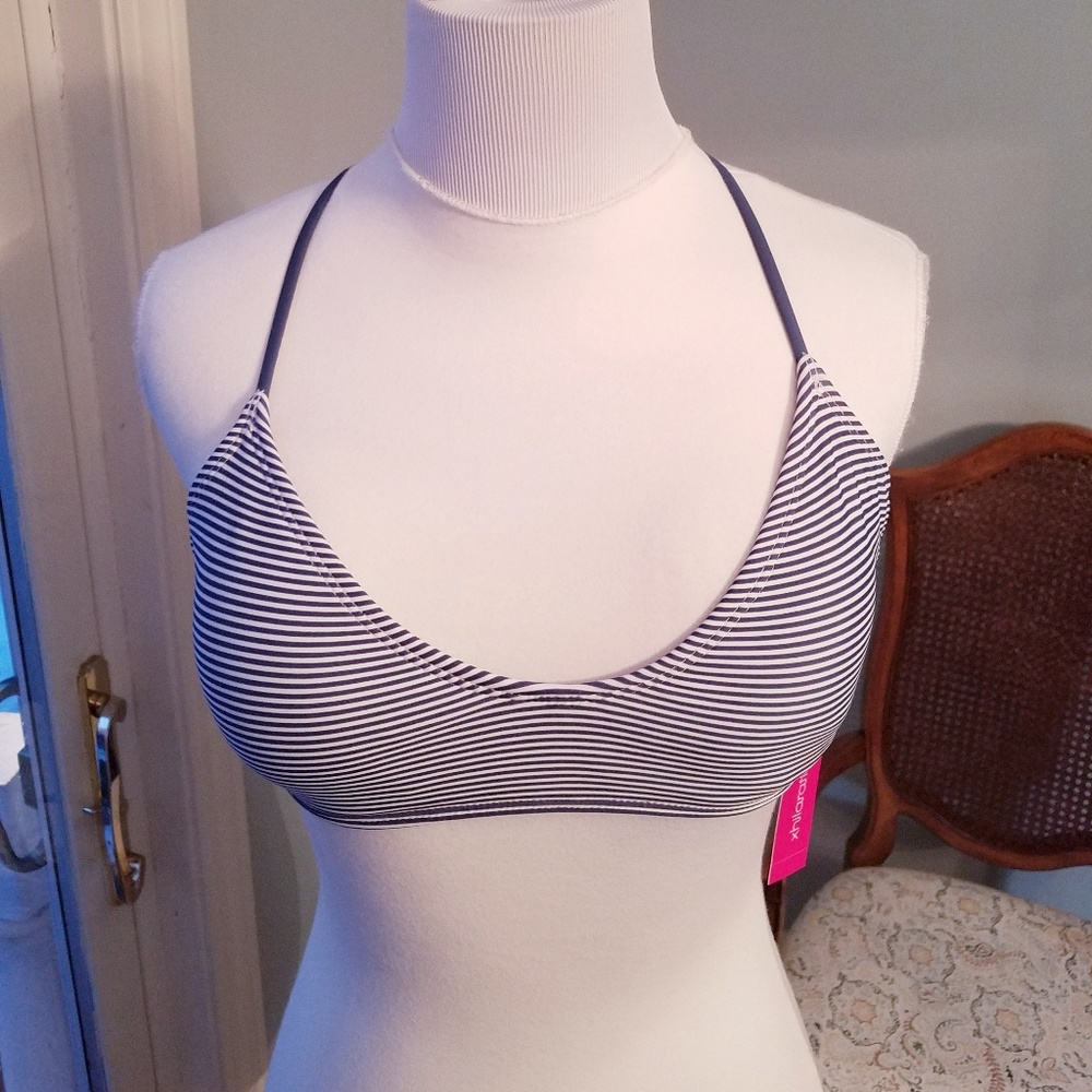 xhilaration Bikini Top Blue White Stripes